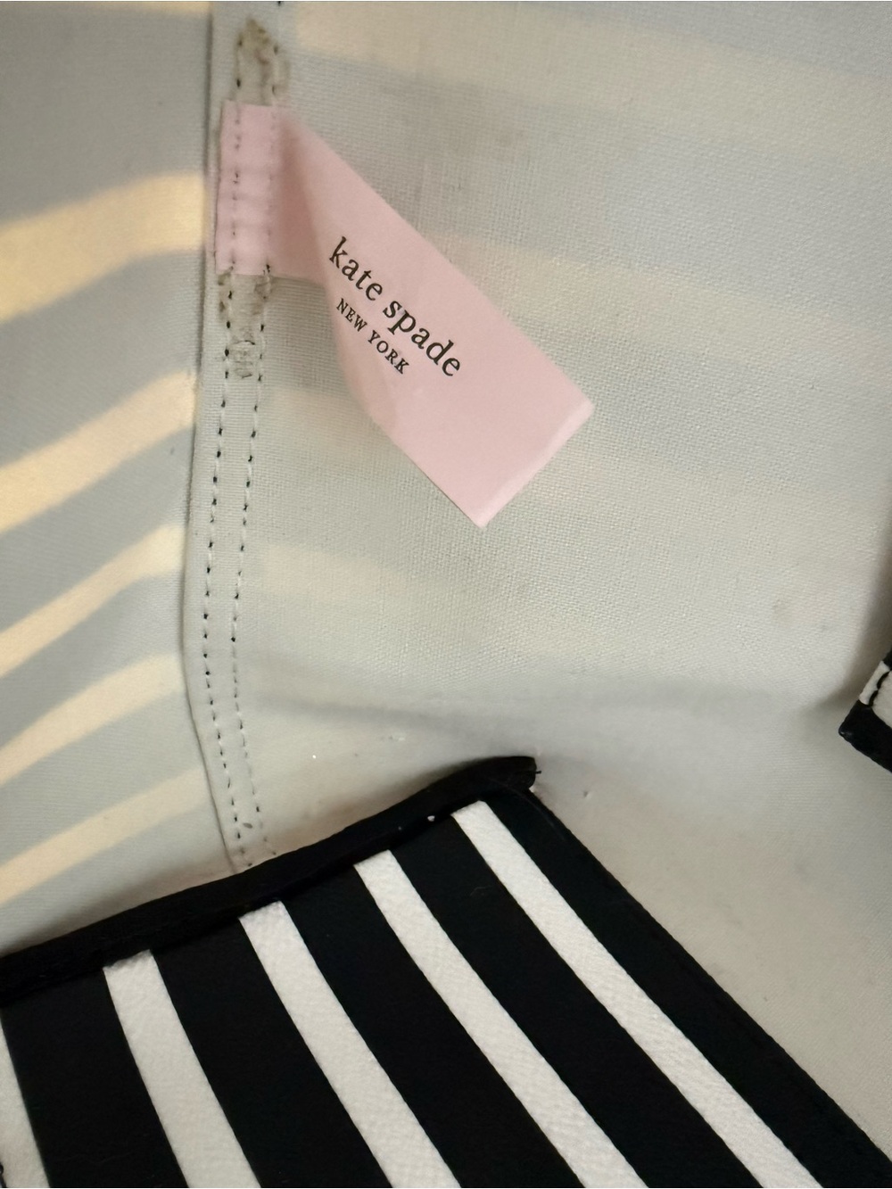 kate spade Black and White Striped Tote - Picture 11 of 16